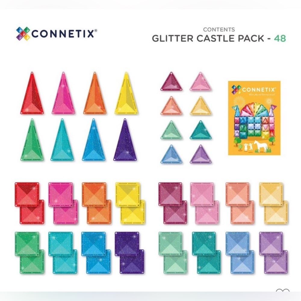 NEW CONNETIX Magnetic Tiles Glitter Castle Pack 48pc - Picture 2 of 7